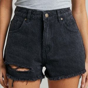 ROLLAS DUSTERS DENIM SHORTS IN LAYLA BLACK  24